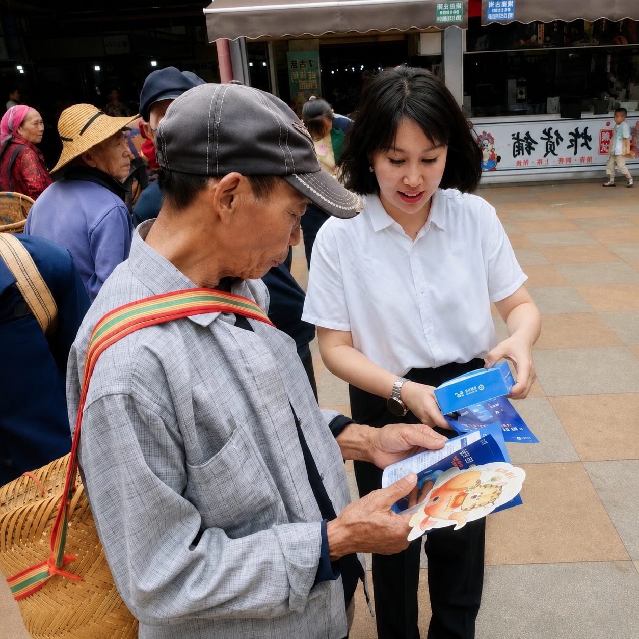 社区居民阅读反诈宣传材料